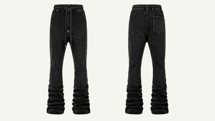 Stacked Sweatpants — True Black Stone Wash, original colour preview