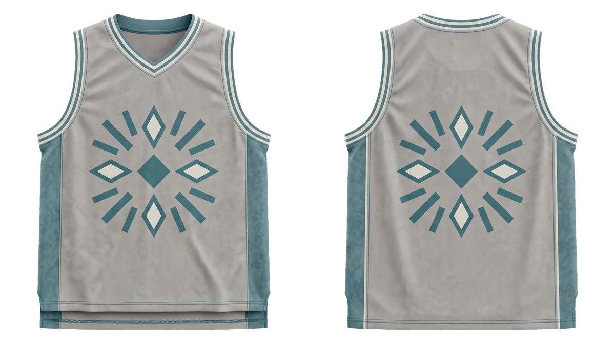 Stone Teal Compass Basketball Jersey, original colour preview