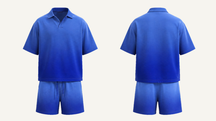 Streetwear Polo Shirt — Cobalt HSL Master Tonal Dip Dye Ombre, original colour preview