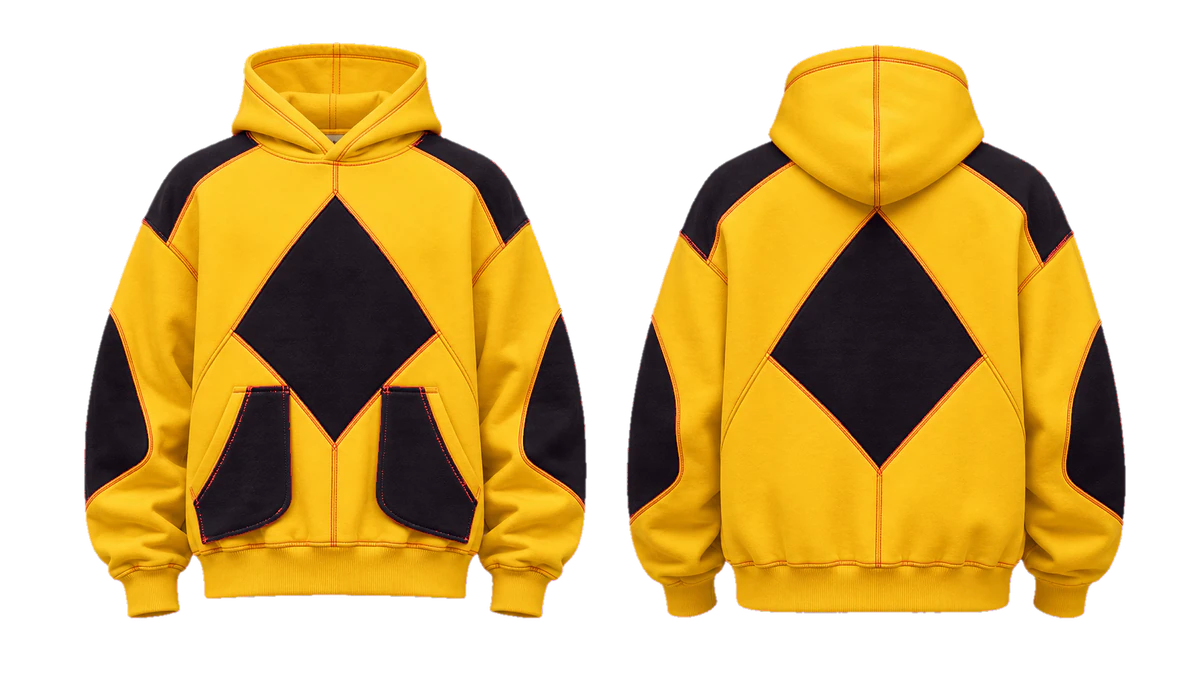 Sunflower Cherry Diamond cut-and-sew hoodie, original colour preview