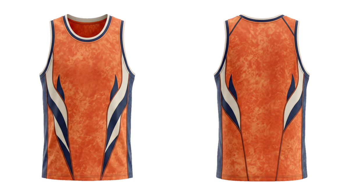 Tangerine Navy Splitflare Basketball Jersey, original colour preview