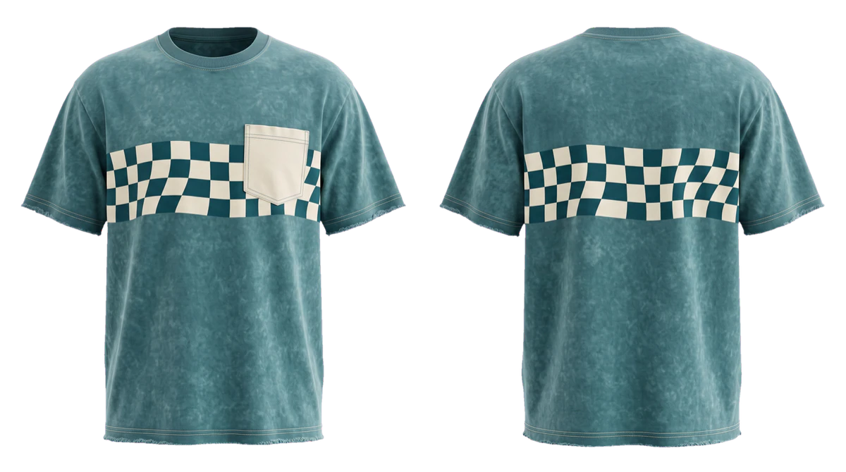 Teal Checker Pocket T-shirt, original colour preview