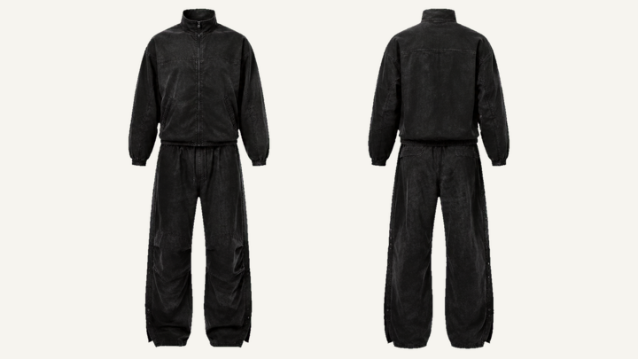 Tear-away Track Pants — True Black Tonal Mineral Wash, original colour preview