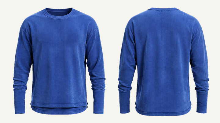 Thermal Long-sleeve Top — Cobalt HSL Master Tonal Wave Wash, original colour preview