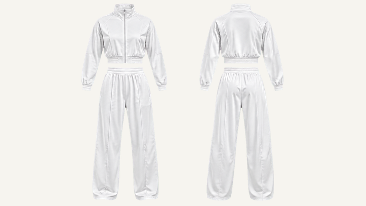 Varsity Jacket and Pants Set — True White Matte Panel Wash, original colour preview