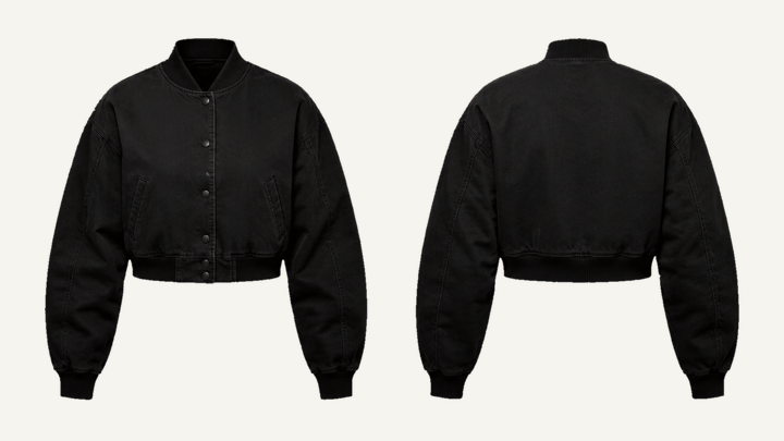 Varsity Jacket — True Black Overdyed, original colour preview