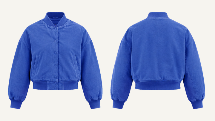 Varsity Jacket — Cobalt HSL Master Garment Dyed, original colour preview
