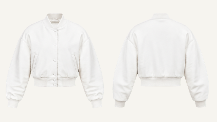 Varsity Jacket — True White Clean Reactive Solid, original colour preview