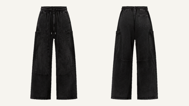 Wide-leg Sweatpants — True Black Tonal Acid Wash, original colour preview