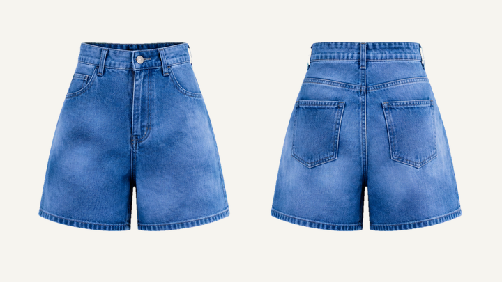 Women's Fitted Shorts — Cobalt HSL Master Tonal Cloud Wash, original colour preview