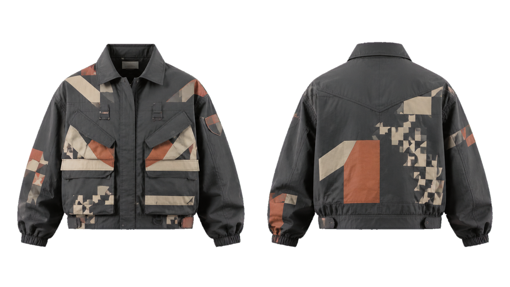 Washed Charcoal Broken Checker Current Workwear Jacket, original colour preview