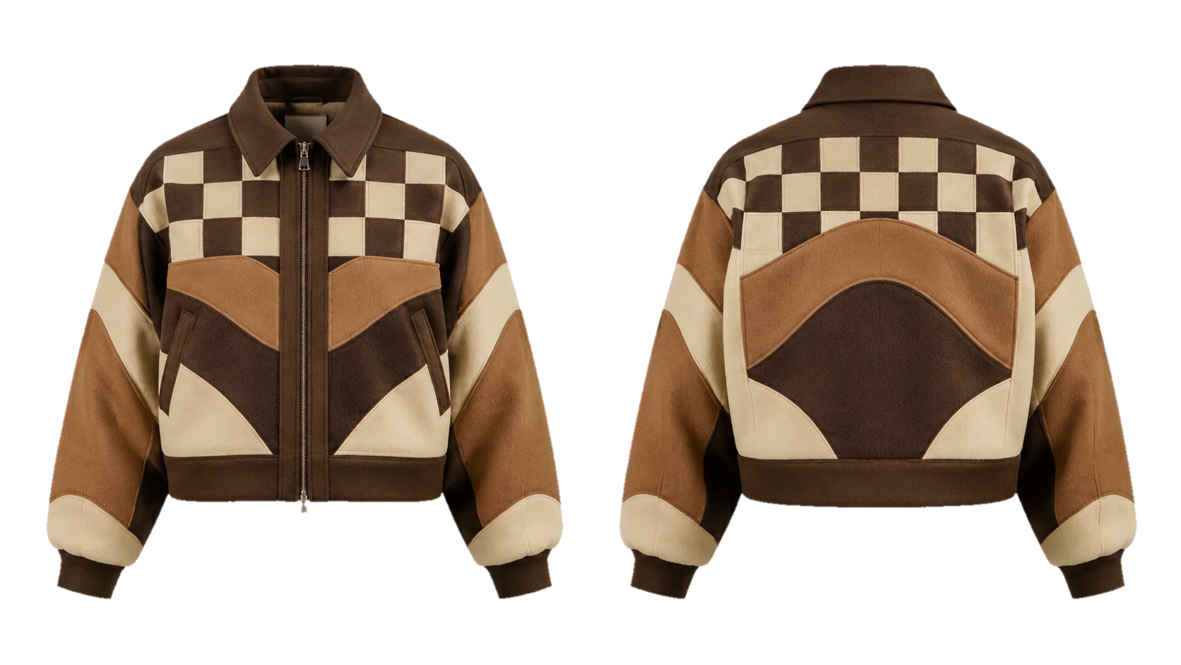 Walnut Brown Wave-Cut Panel Rhythm Workwear Jacket, original colour preview
