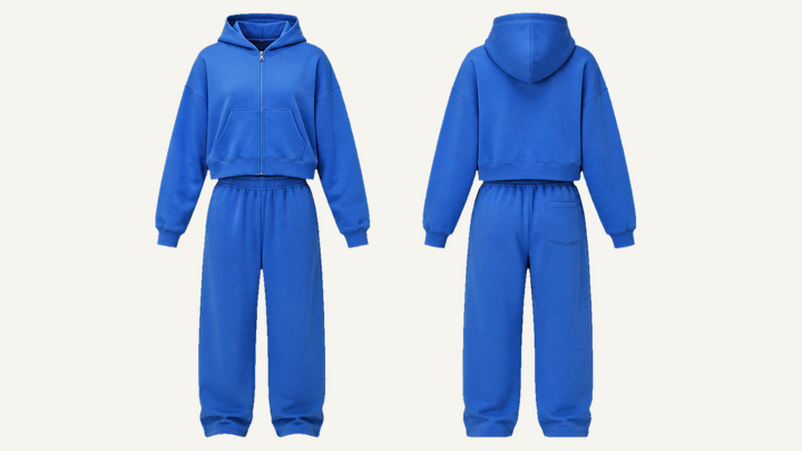 Zip Hoodie and Sweatpants Set — Cobalt HSL Master Garment Dyed, original colour preview