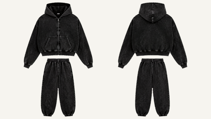 Zip-up Hoodie — True Black Tonal Acid Wash, original colour preview