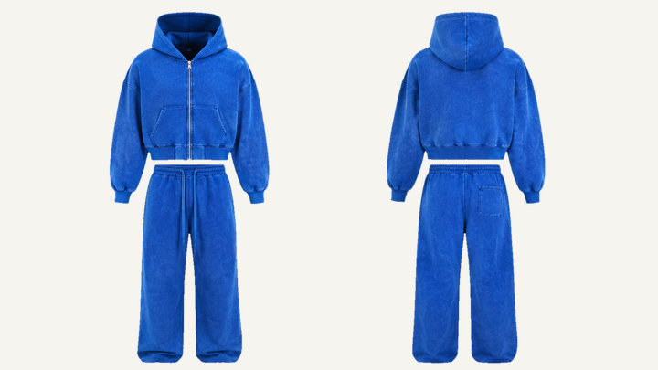 Zip-up Hoodie — Cobalt HSL Master Tonal Mineral Wash, original colour preview