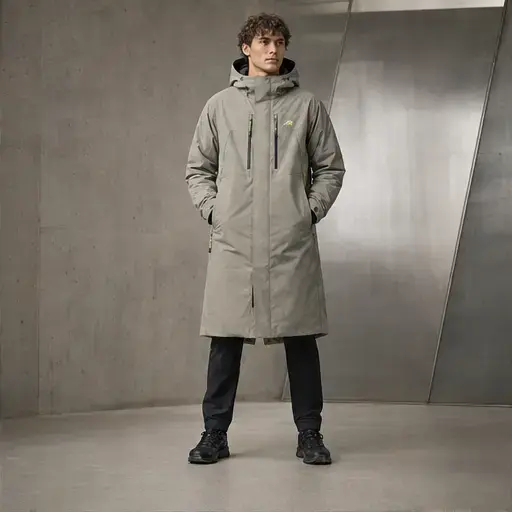 Athletic Rush long utility parka techwear jacket cut direction