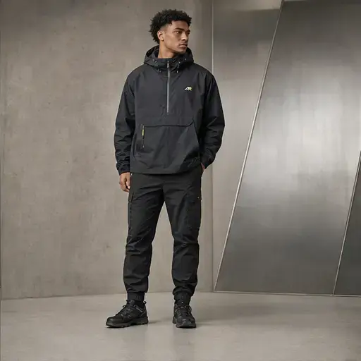 Athletic Rush packable anorak techwear jacket cut direction