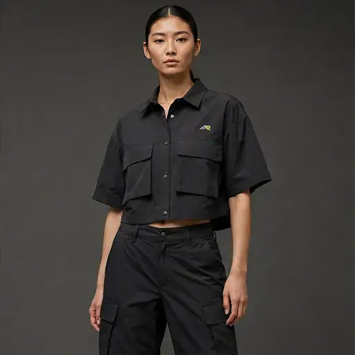 Athletic Rush cropped utility shirt technical overshirt cut direction