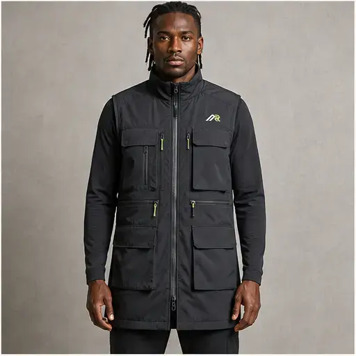 Athletic Rush longline pocket vest utility vest cut direction